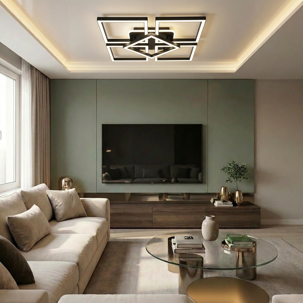 Lustră LED patrata 110W neagra - lustre-led.ro