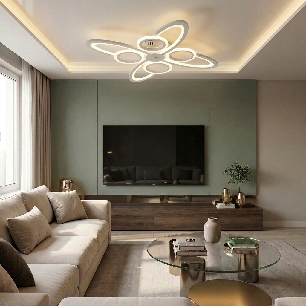 Lustră LED asimetrica 128W alba - lustre-led.ro