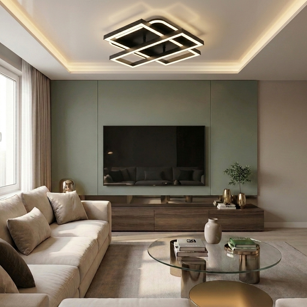 Lustră LED patrata 52W neagra - lustre-led.ro