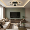 Lustra LED cu telecomanda, 56W, neagra, trei tipuri de lumina calda/naturala/rece, dimabila, aplicata, patrata