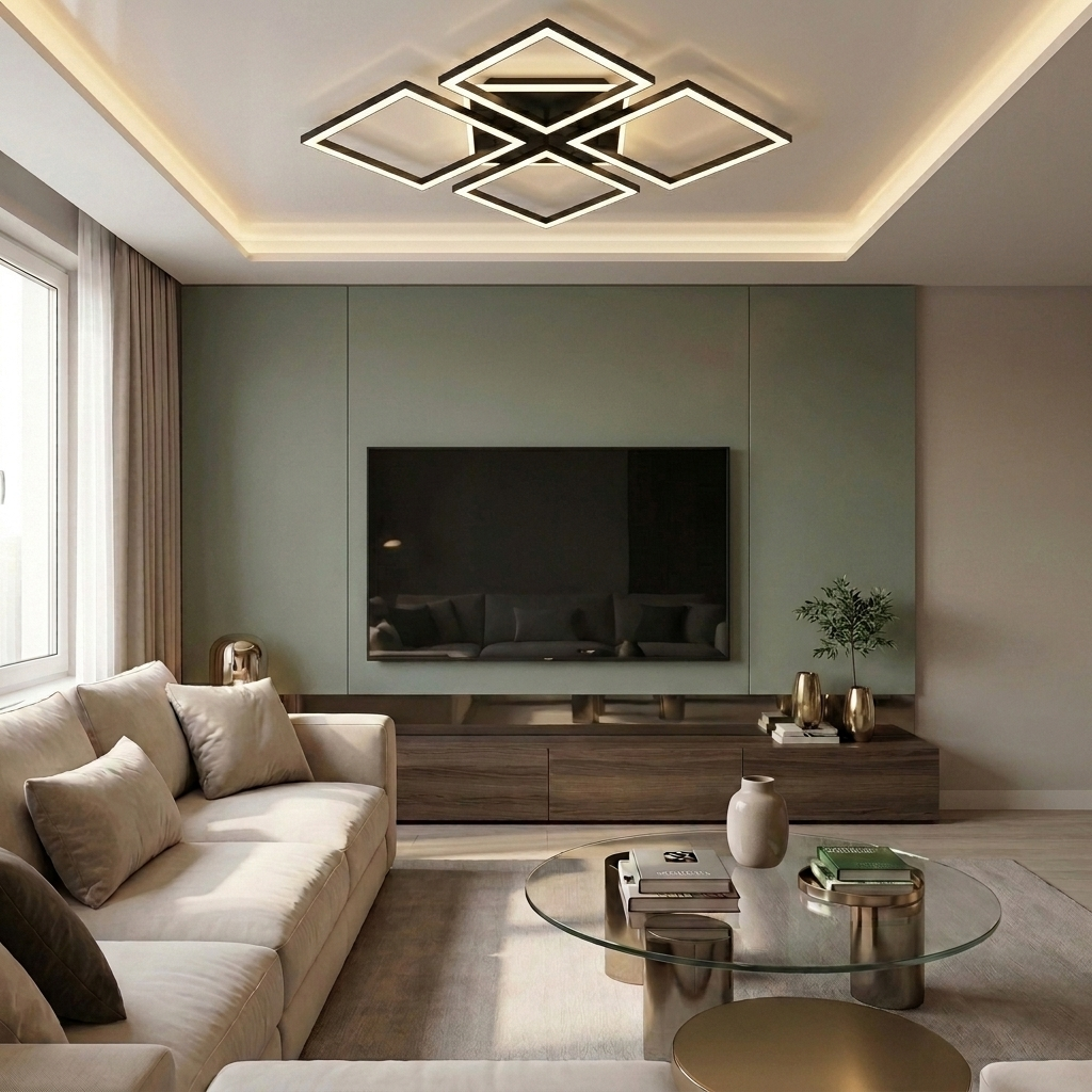 Lustră LED patrata 91W neagra - lustre-led.ro