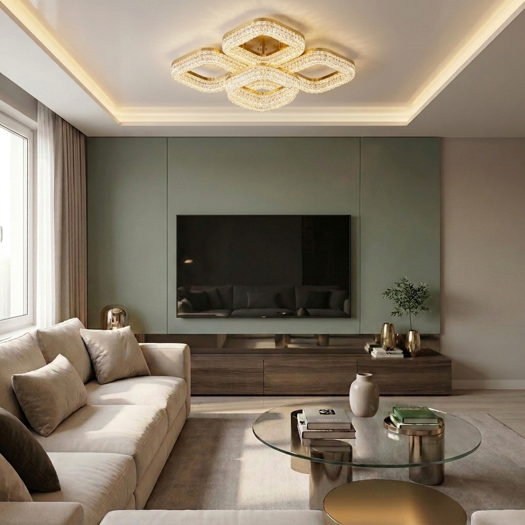 Lustră LED patrata 80W aurie - lustre-led.ro