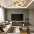 Lustra LED cu telecomanda, 80W, aurie, trei tipuri de lumina calda/naturala/rece, dimabila, aplicata, rotunda