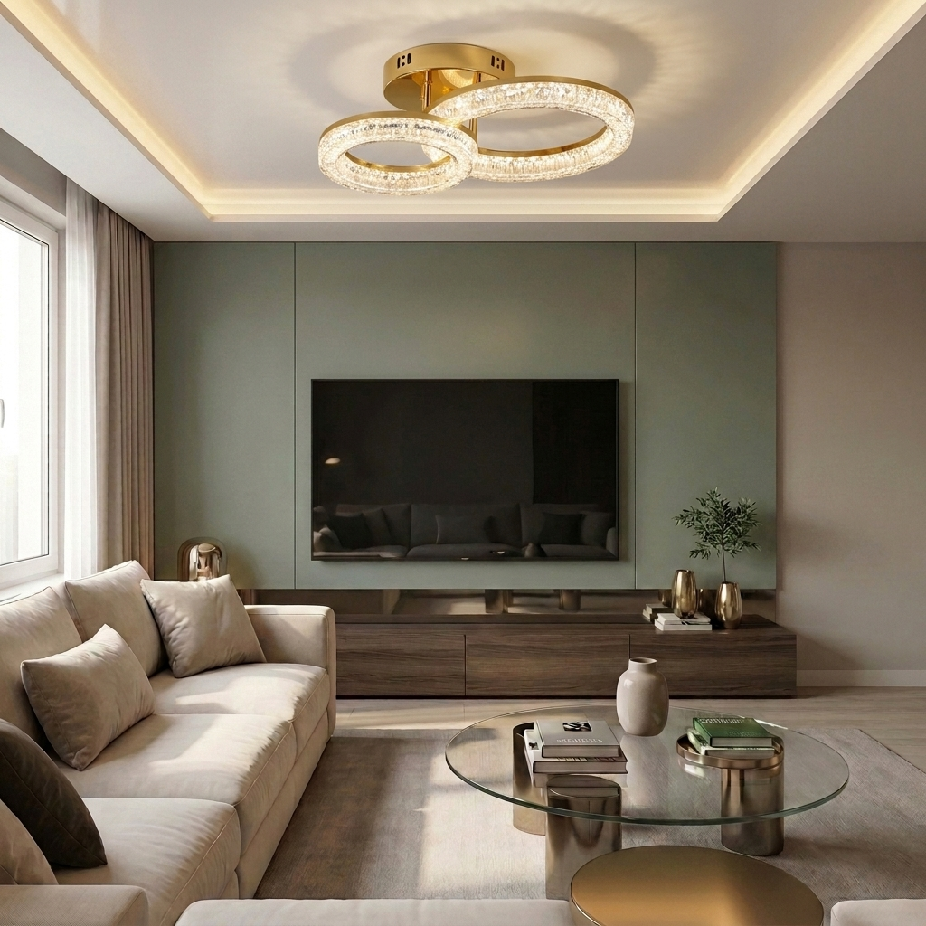 Lustră LED rotunda 80W aurie - lustre-led.ro
