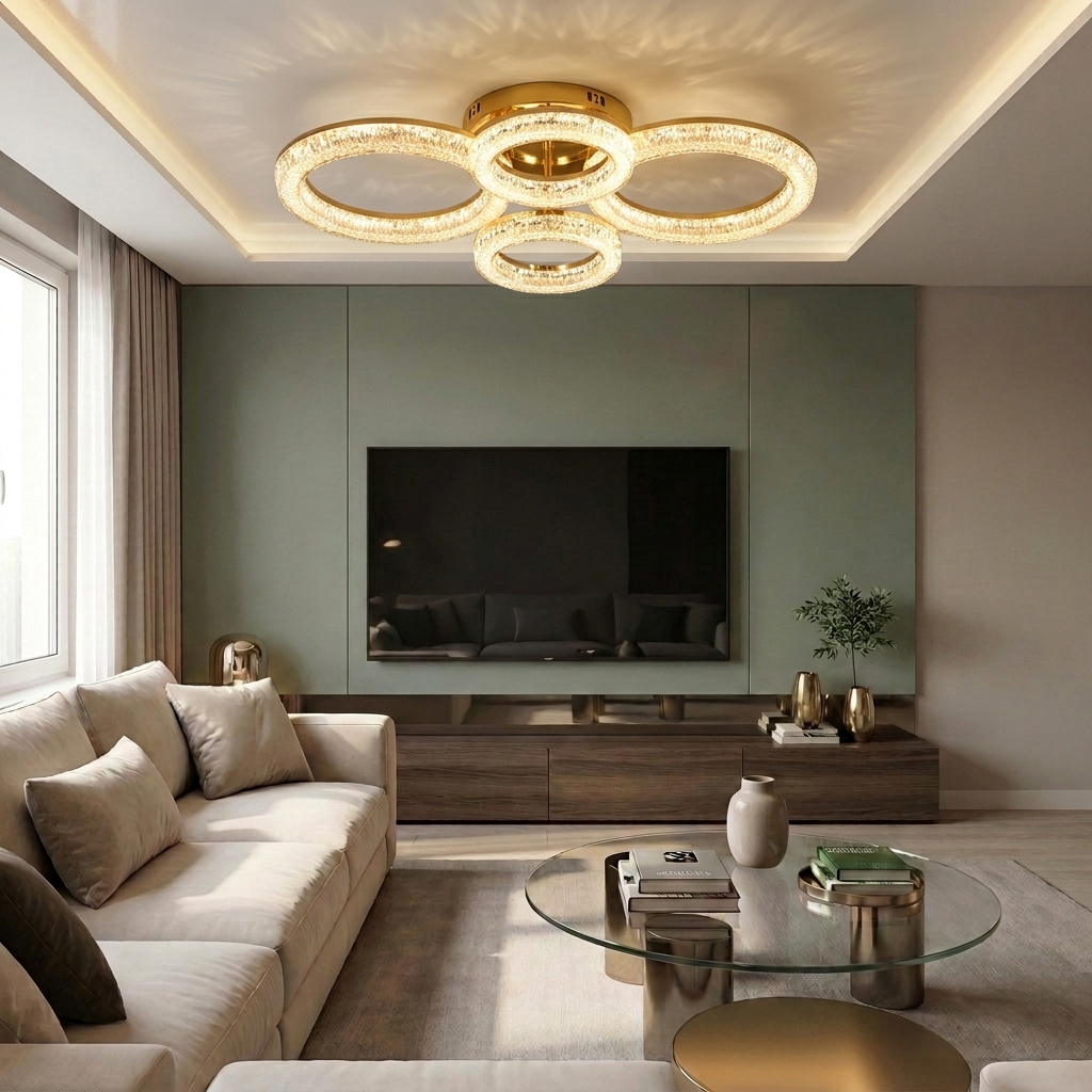 Lustră LED rotunda 120W aurie - lustre-led.ro