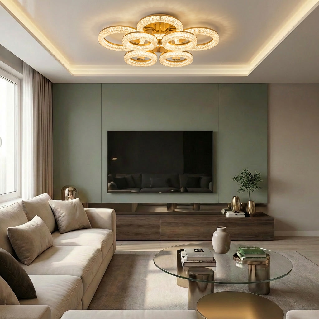 Lustră LED rotunda 240W aurie - lustre-led.ro