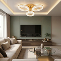 Lustra LED cu telecomanda, 80W, aurie, trei tipuri de lumina calda/naturala/rece, dimabila, aplicata, rotunda
