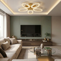 Lustra LED cu telecomanda, 120W, aurie, trei tipuri de lumina calda/naturala/rece, dimabila, aplicata, rotunda