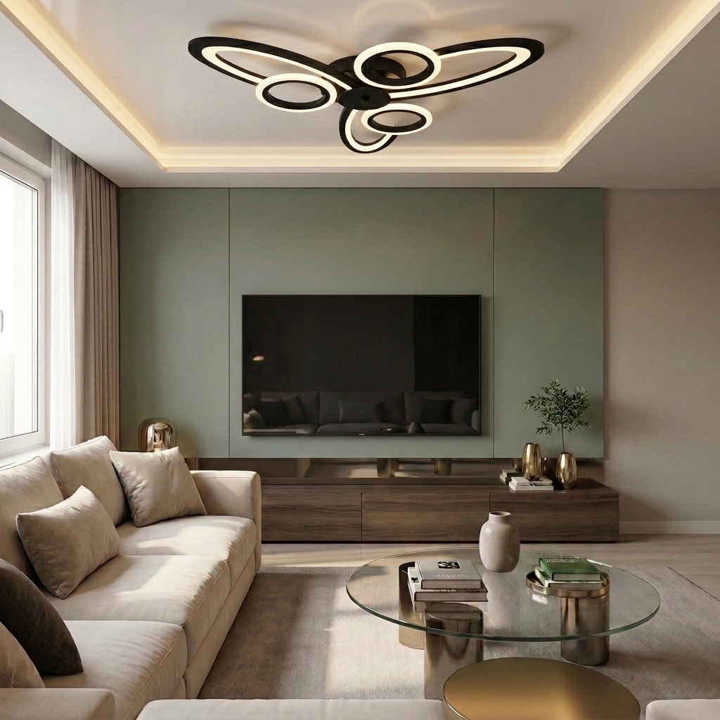Lustră LED asimetrica 96W neagra - lustre-led.ro