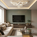 Lustra LED cu telecomanda, 96W, alba, trei tipuri de lumina calda/naturala/rece, dimabila, aplicata, asimetrica