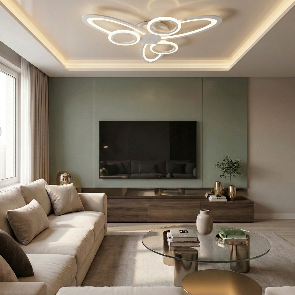 Lustră LED asimetrica 96W alba - lustre-led.ro