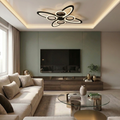 Lustra LED cu telecomanda, 128W, neagra, trei tipuri de lumina calda/naturala/rece, dimabila, aplicata, asimetrica