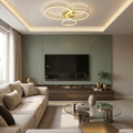 Lustra LED cu telecomanda, 112W, aurie, trei tipuri de lumina calda/naturala/rece, dimabila, aplicata, rotunda