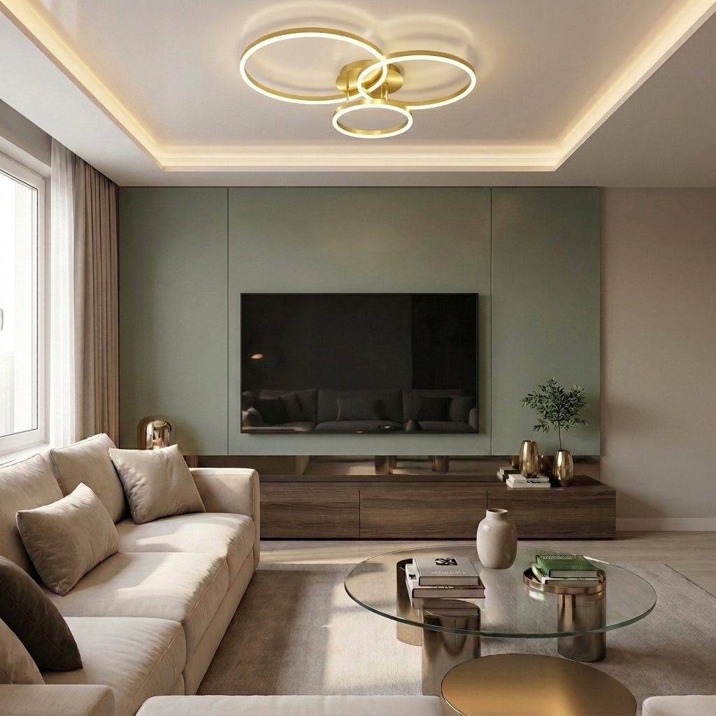 Lustră LED rotunda 112W aurie - lustre-led.ro