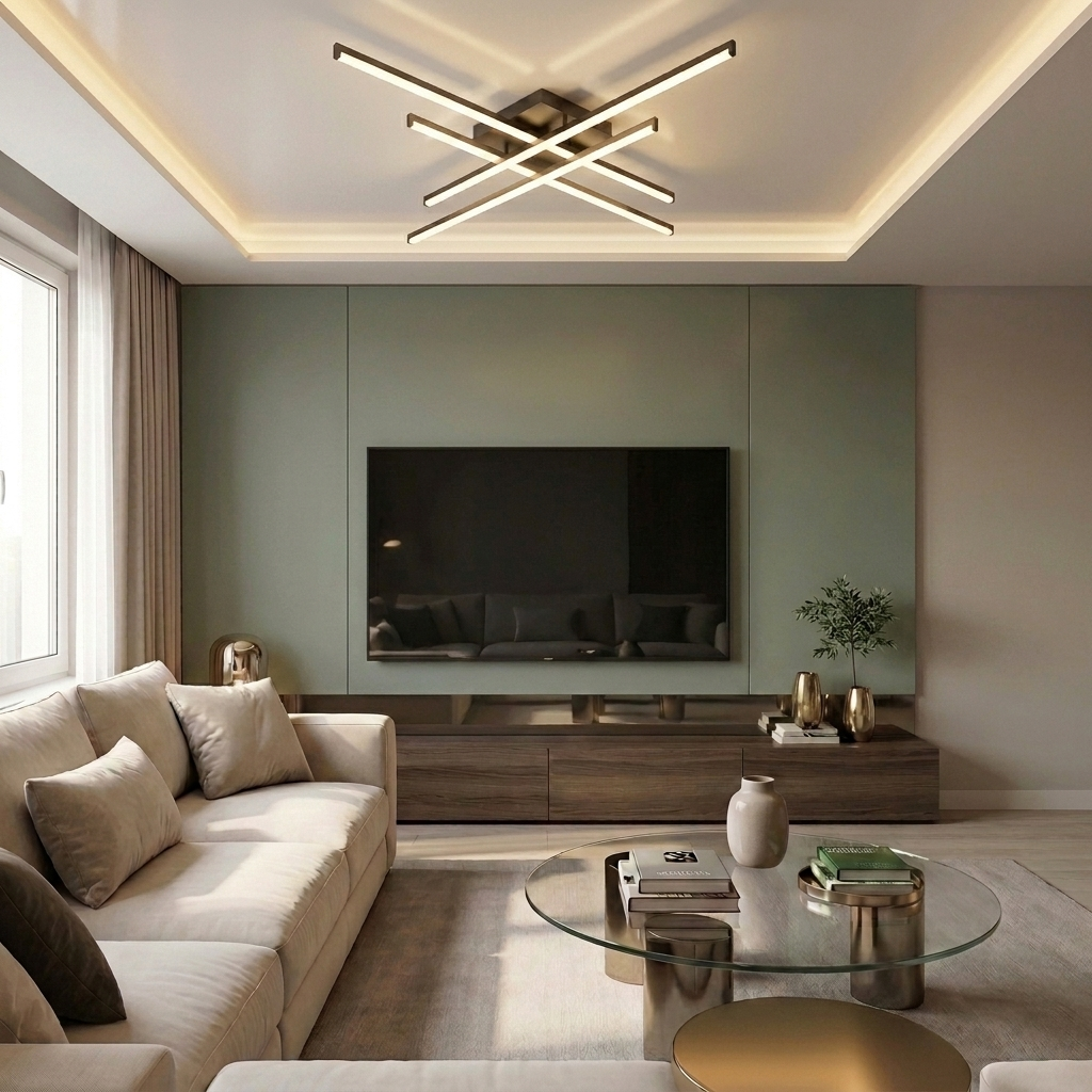 Lustră LED asimetrica 69W maro - lustre-led.ro