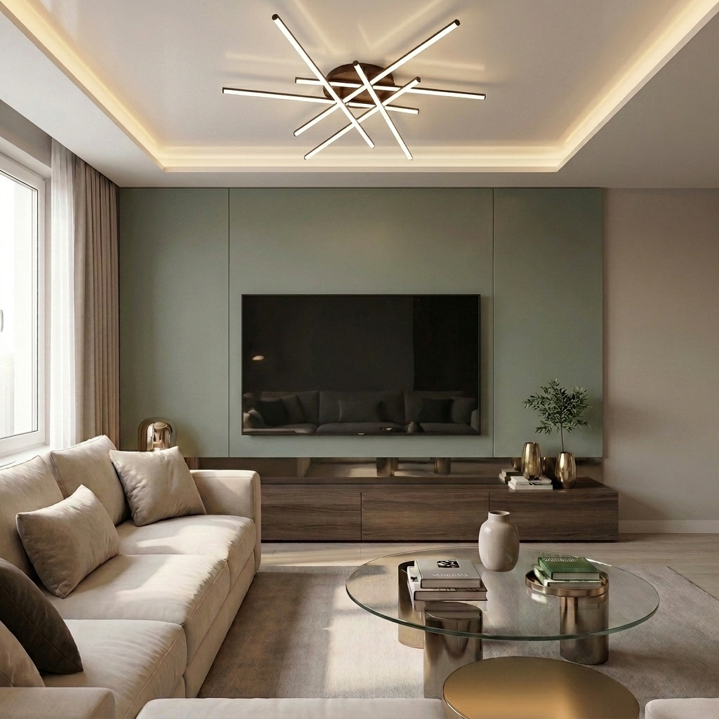 Lustră LED asimetrica 98W maro - lustre-led.ro