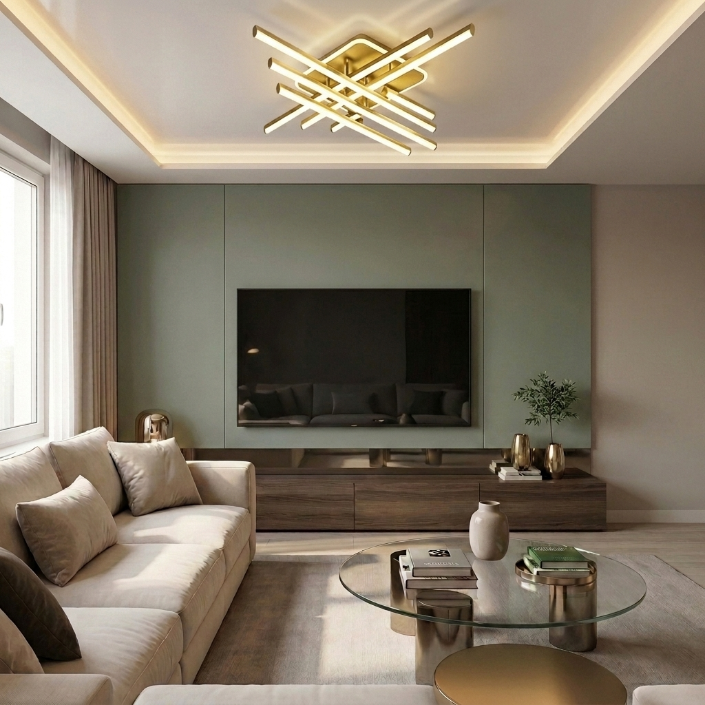 Lustră LED asimetrica 103W aurie - lustre-led.ro