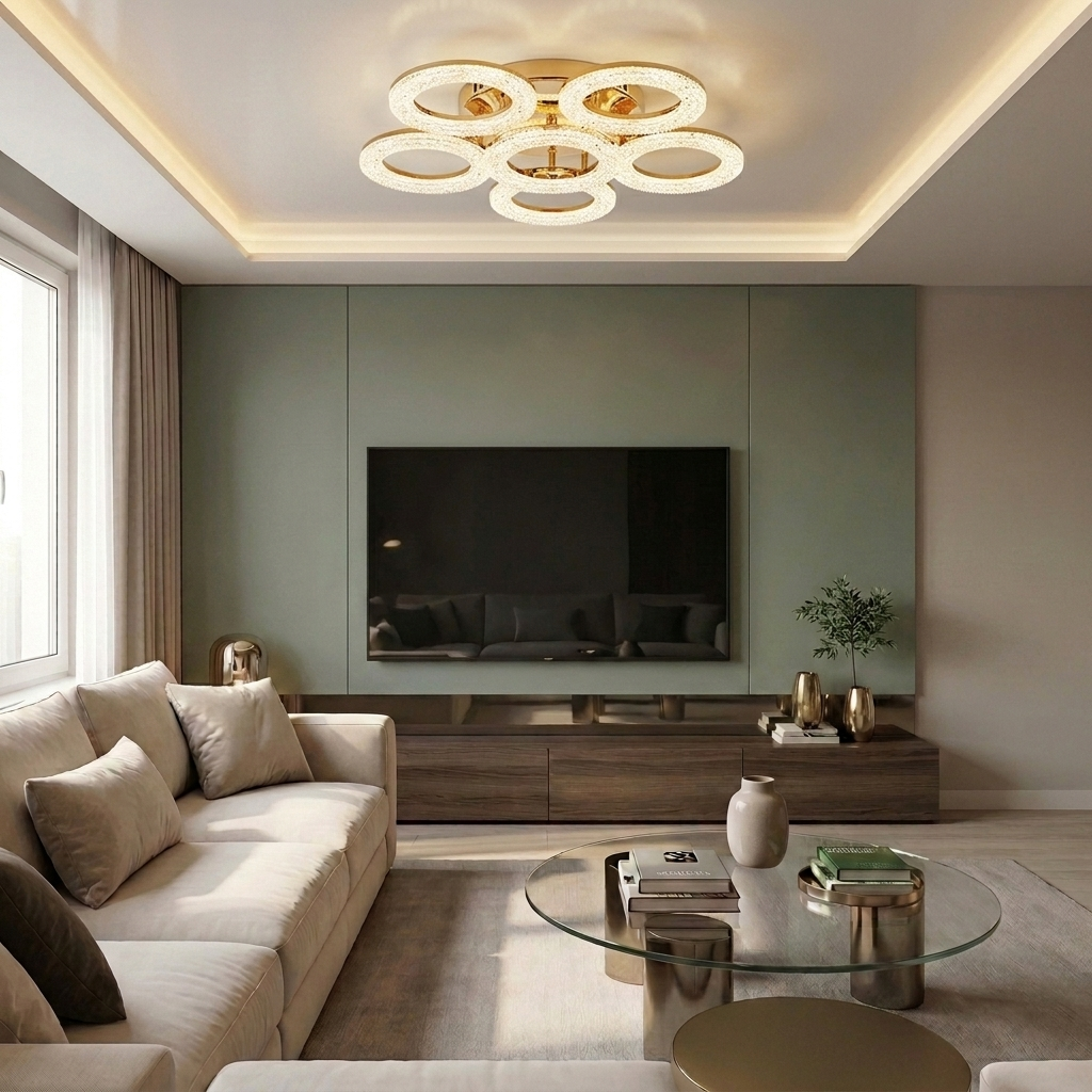 Lustră LED rotunda 120W aurie - lustre-led.ro