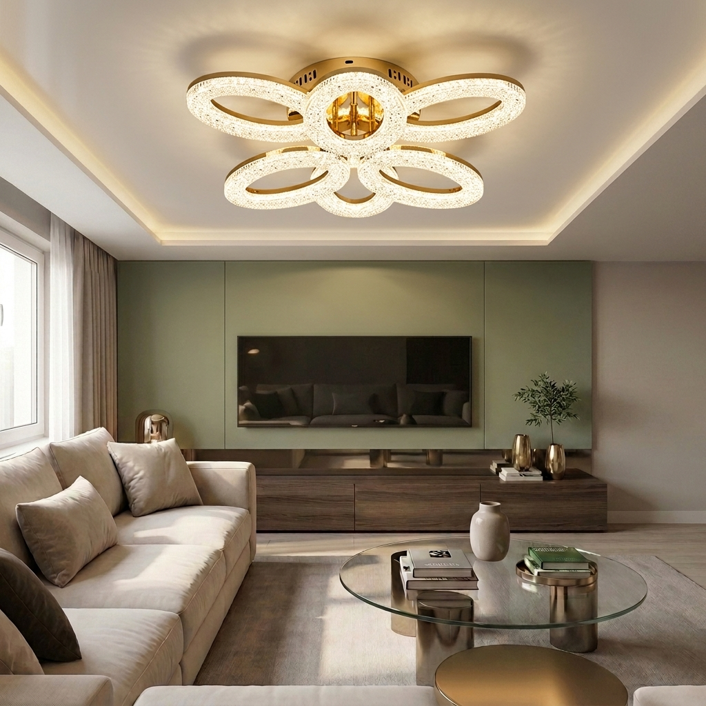 Lustră LED rotunda 120W aurie - lustre-led.ro