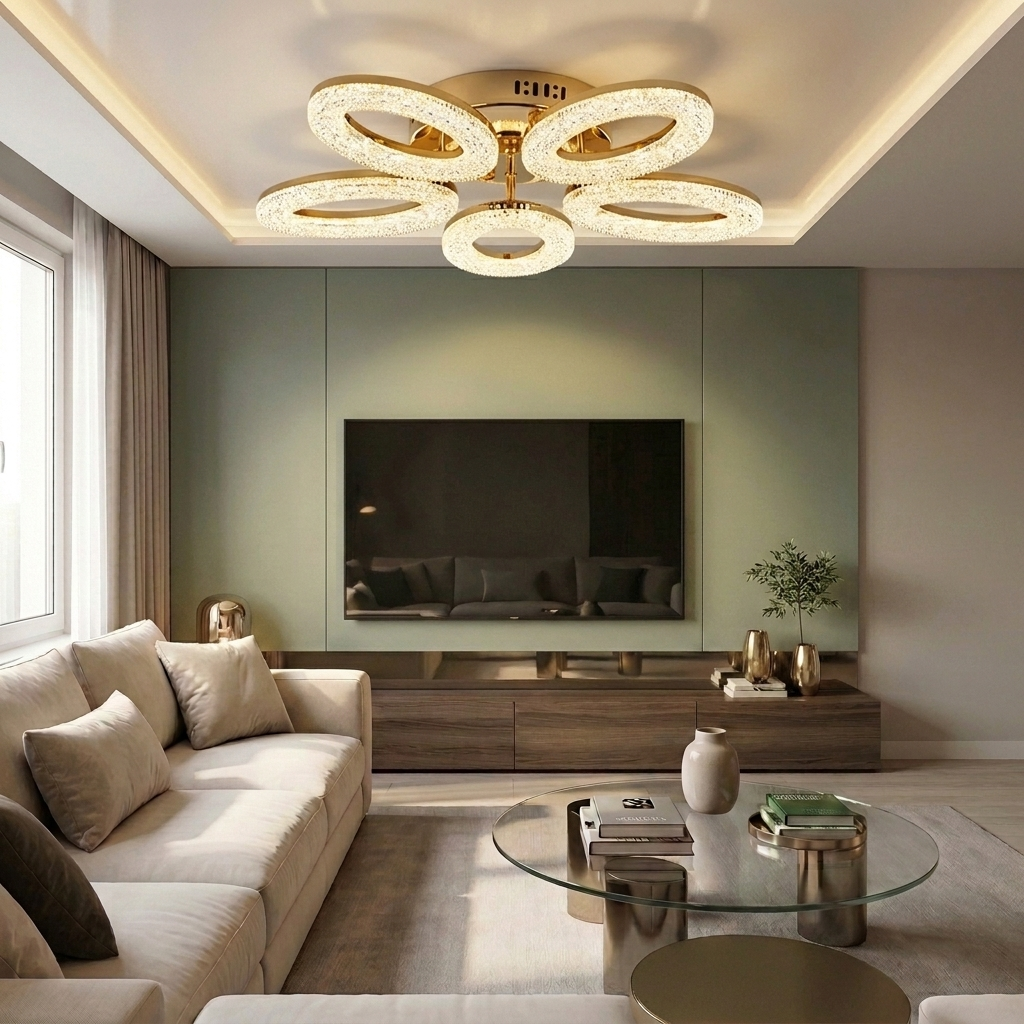 Lustră LED rotunda 100W aurie - lustre-led.ro