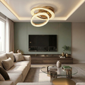 Lustra LED cu telecomanda, 96W, aurie, trei tipuri de lumina calda/naturala/rece, dimabila, aplicata, rotunda