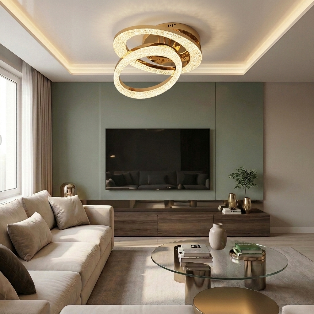 Lustră LED rotunda 96W aurie - lustre-led.ro
