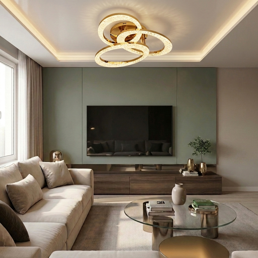 Lustră LED rotunda 144W aurie - lustre-led.ro