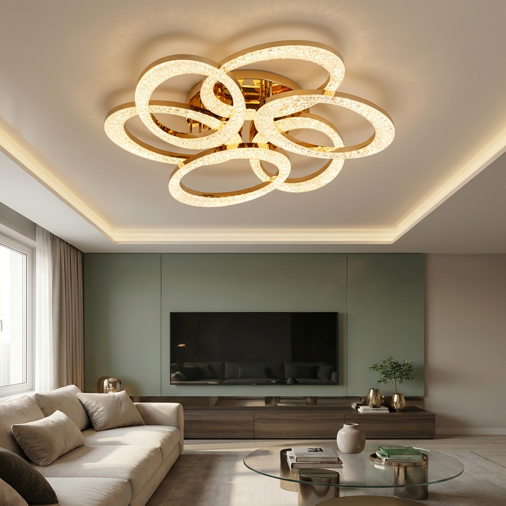 Lustră LED rotunda 168W aurie - lustre-led.ro