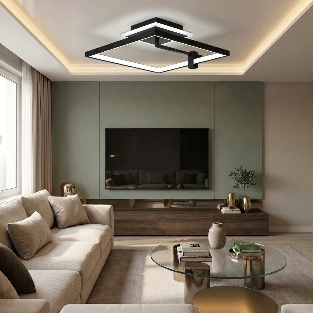 Lustră LED asimetrica 55W neagra - lustre-led.ro