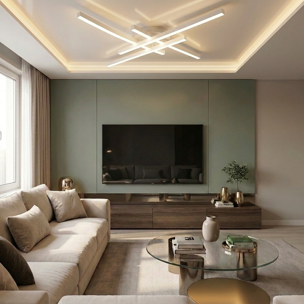 Lustră LED asimetrica 80W alba - lustre-led.ro