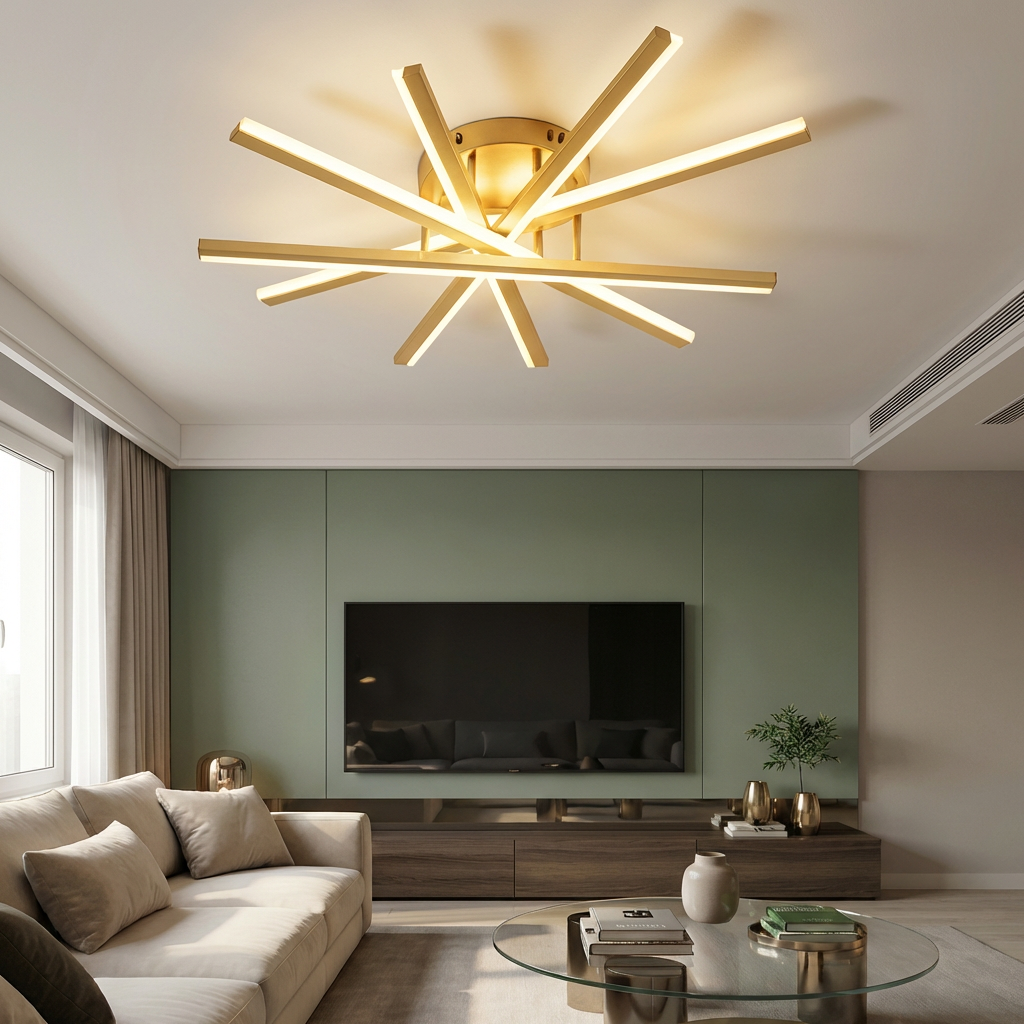 Lustră LED asimetrica 95W aurie - lustre-led.ro