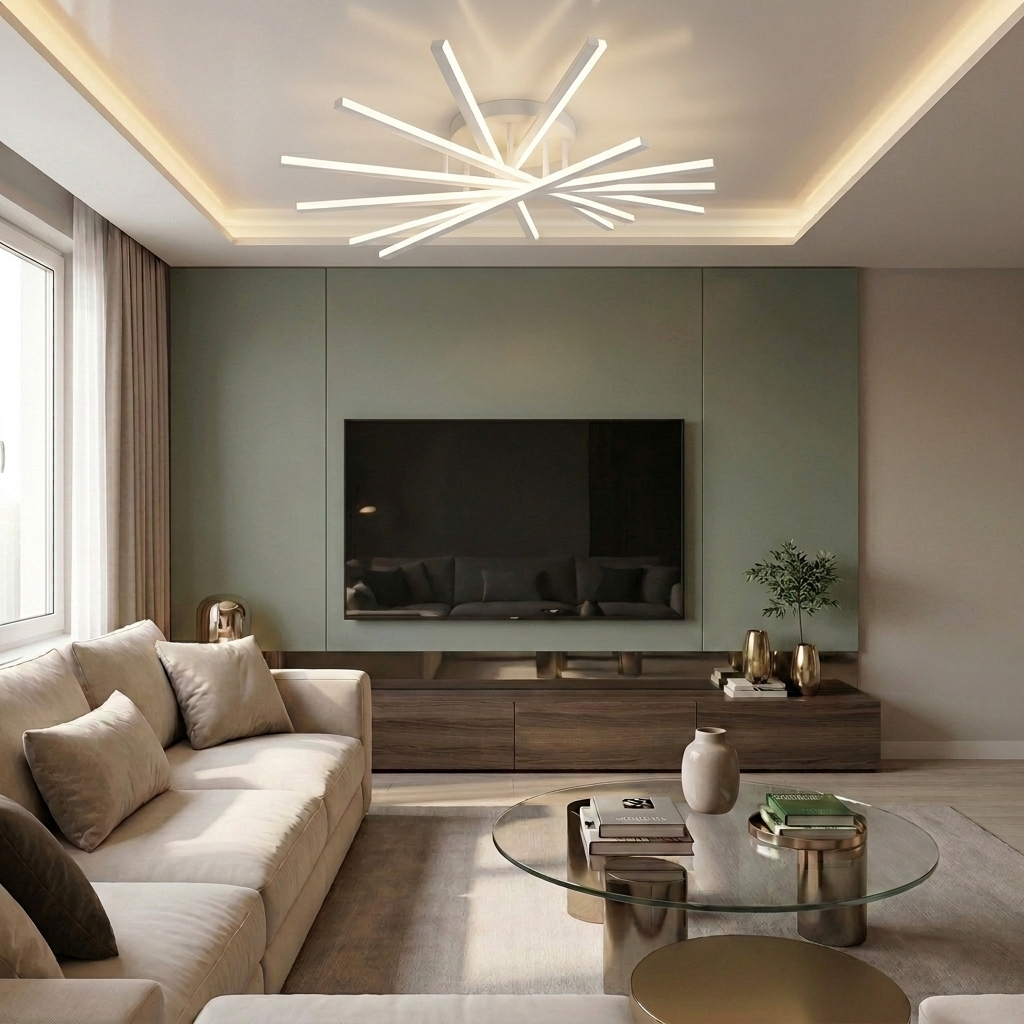 Lustră LED asimetrica 125W alba - lustre-led.ro