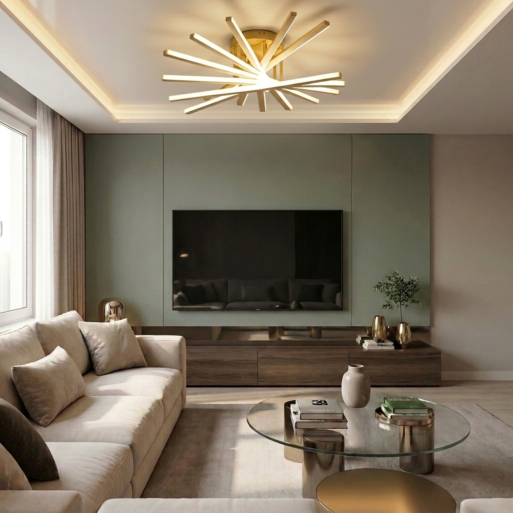 Lustră LED asimetrica 164W aurie - lustre-led.ro