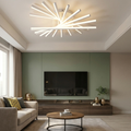 Lustra LED cu telecomanda, 164W, alba, trei tipuri de lumina calda/naturala/rece, dimabila, aplicata, asimetrica