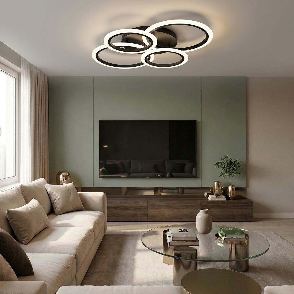 Lustră LED rotunda 76W neagra - lustre-led.ro