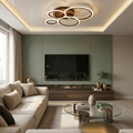Lustra LED cu telecomanda, 118W, maro, trei tipuri de lumina calda/naturala/rece, dimabila, aplicata, rotunda