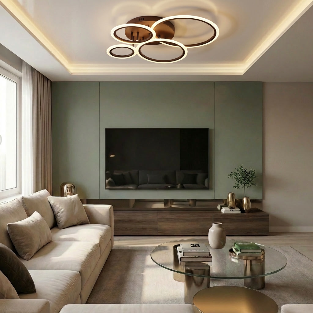 Lustră LED rotunda 118W maro - lustre-led.ro