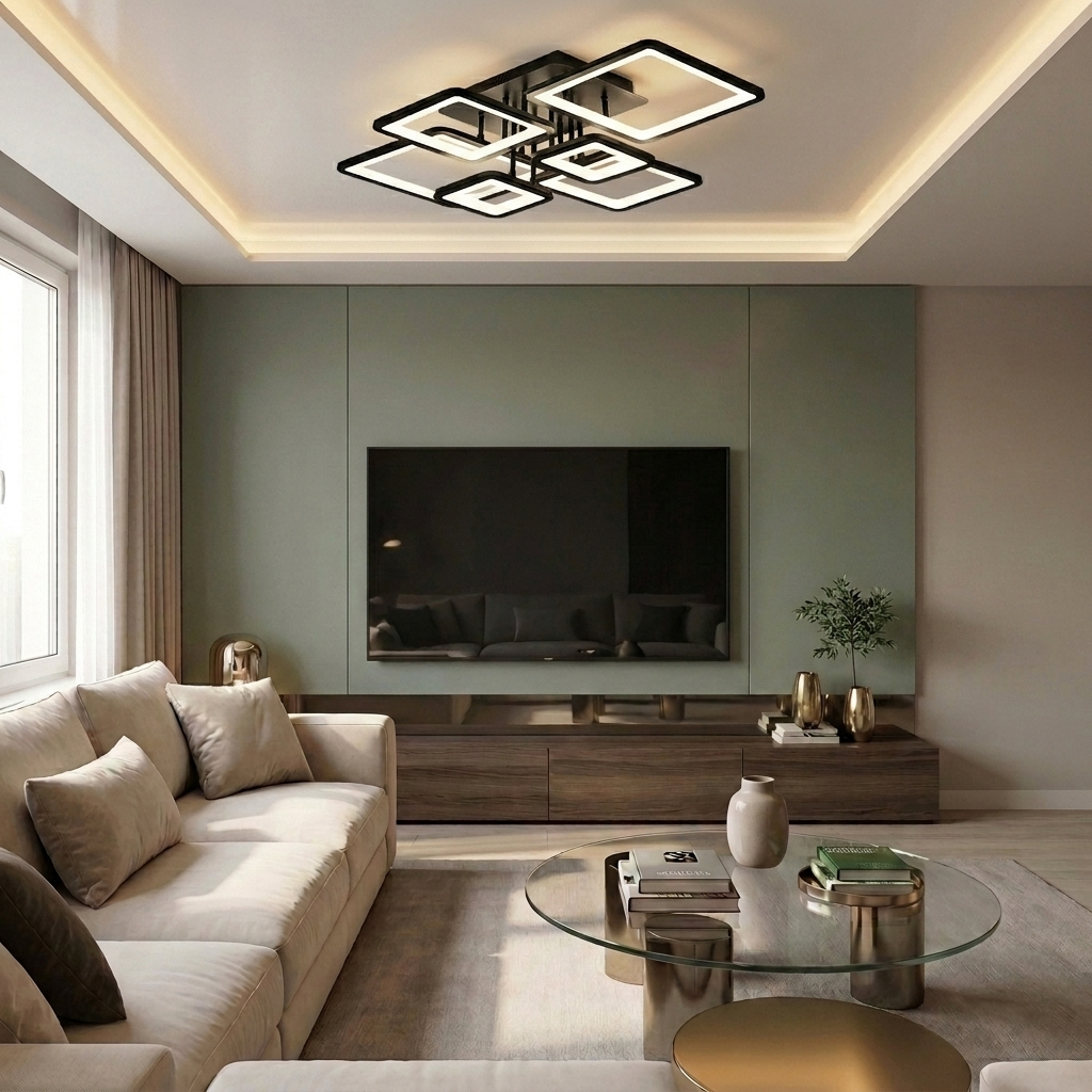 Lustră LED patrata 228W neagra - lustre-led.ro