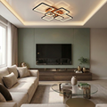 Lustra LED cu telecomanda, 228W, maro, trei tipuri de lumina calda/naturala/rece, dimabila, aplicata, patrata