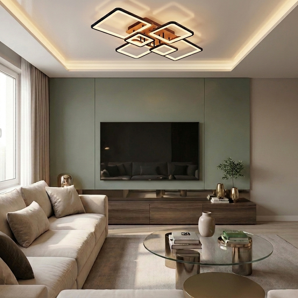 Lustră LED patrata 228W maro - lustre-led.ro