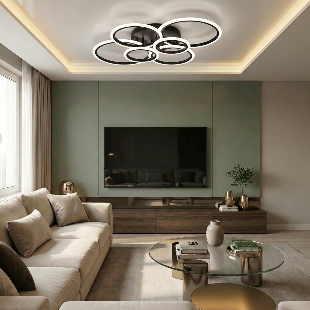 Lustră LED rotunda 160W neagra - lustre-led.ro