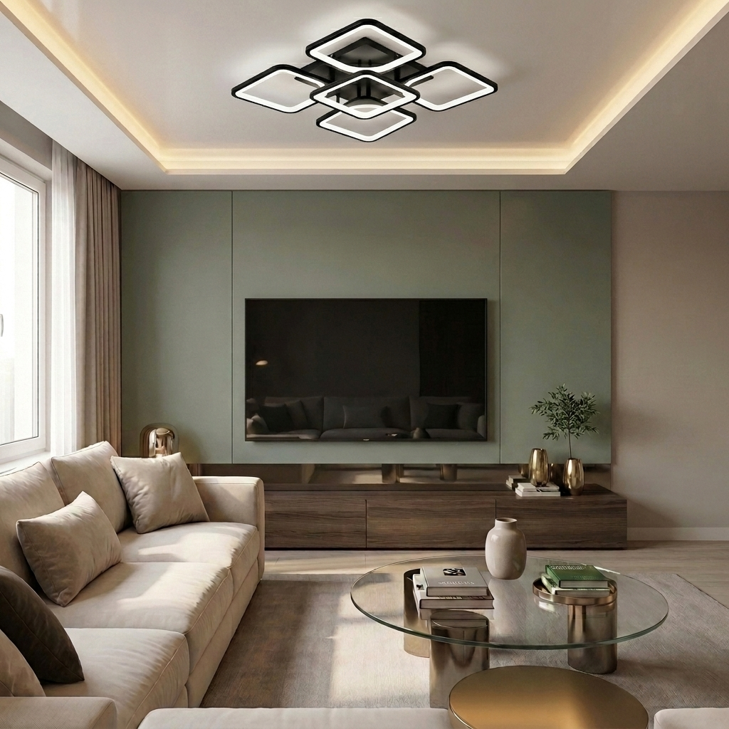Lustră LED patrata 182W neagra - lustre-led.ro