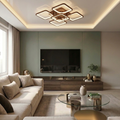 Lustra LED cu telecomanda, 182W, maro, trei tipuri de lumina calda/naturala/rece, dimabila, aplicata, patrata