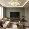 Lustra LED cu telecomanda, 240W, alba, trei tipuri de lumina calda/naturala/rece, dimabila, aplicata, asimetrica