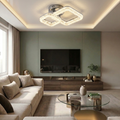 Lustra LED cu telecomanda, 80W, argintie, trei tipuri de lumina calda/naturala/rece, dimabila, aplicata, patrata