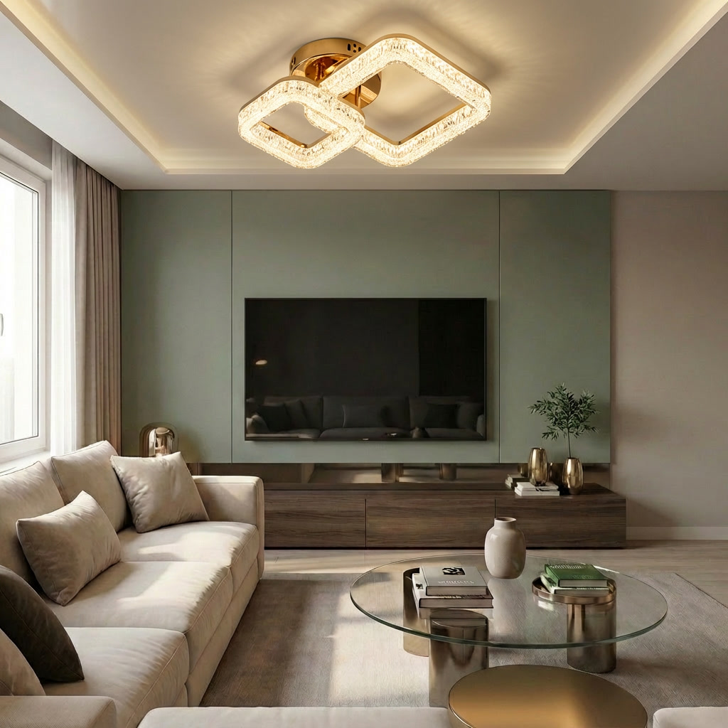 Lustră LED patrata 80W aurie - lustre-led.ro