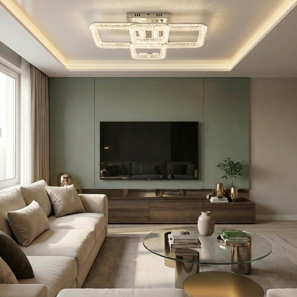 Lustră LED patrata 120W argintie - lustre-led.ro