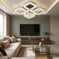 Lustra LED cu telecomanda, 80W, argintie, trei tipuri de lumina calda/naturala/rece, dimabila, aplicata, patrata