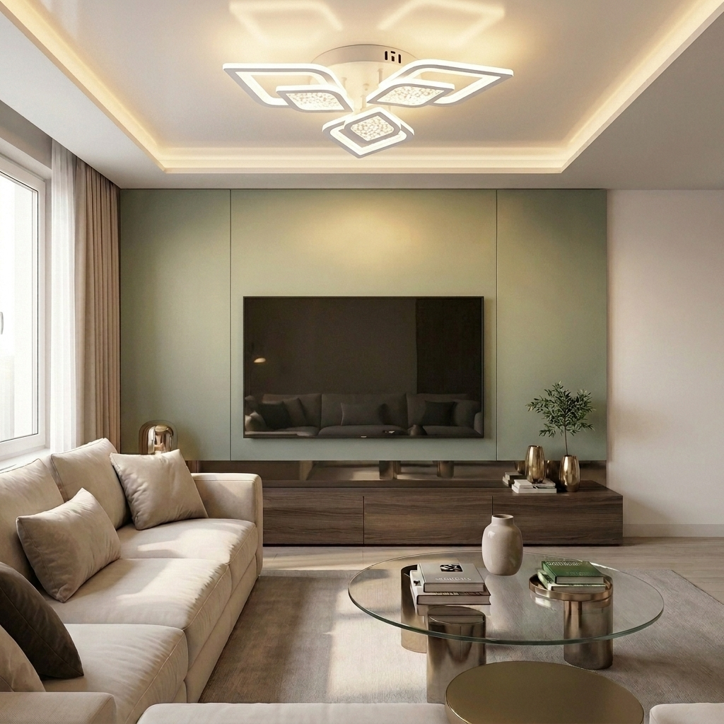 Lustră LED asimetrica 108W alba - lustre-led.ro