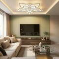 Lustra LED cu telecomanda, 180W, alba, trei tipuri de lumina calda/naturala/rece, dimabila, aplicata, asimetrica